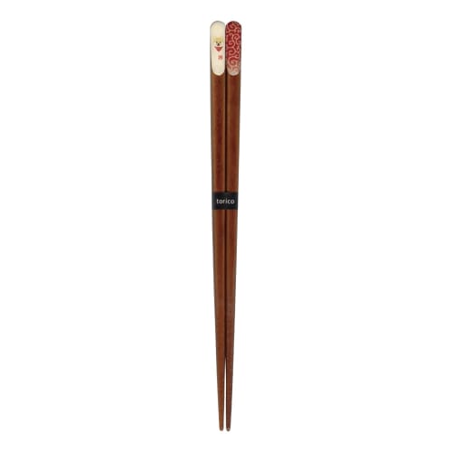 Tanaka Hashiten Shiba Inu Arabesque Tensuke Chopsticks, Brown Shiba Inu, Red, 23cm, Made in Japan, Natural Wood, Non-Slip, Non-Slip, Chopsticks for Me