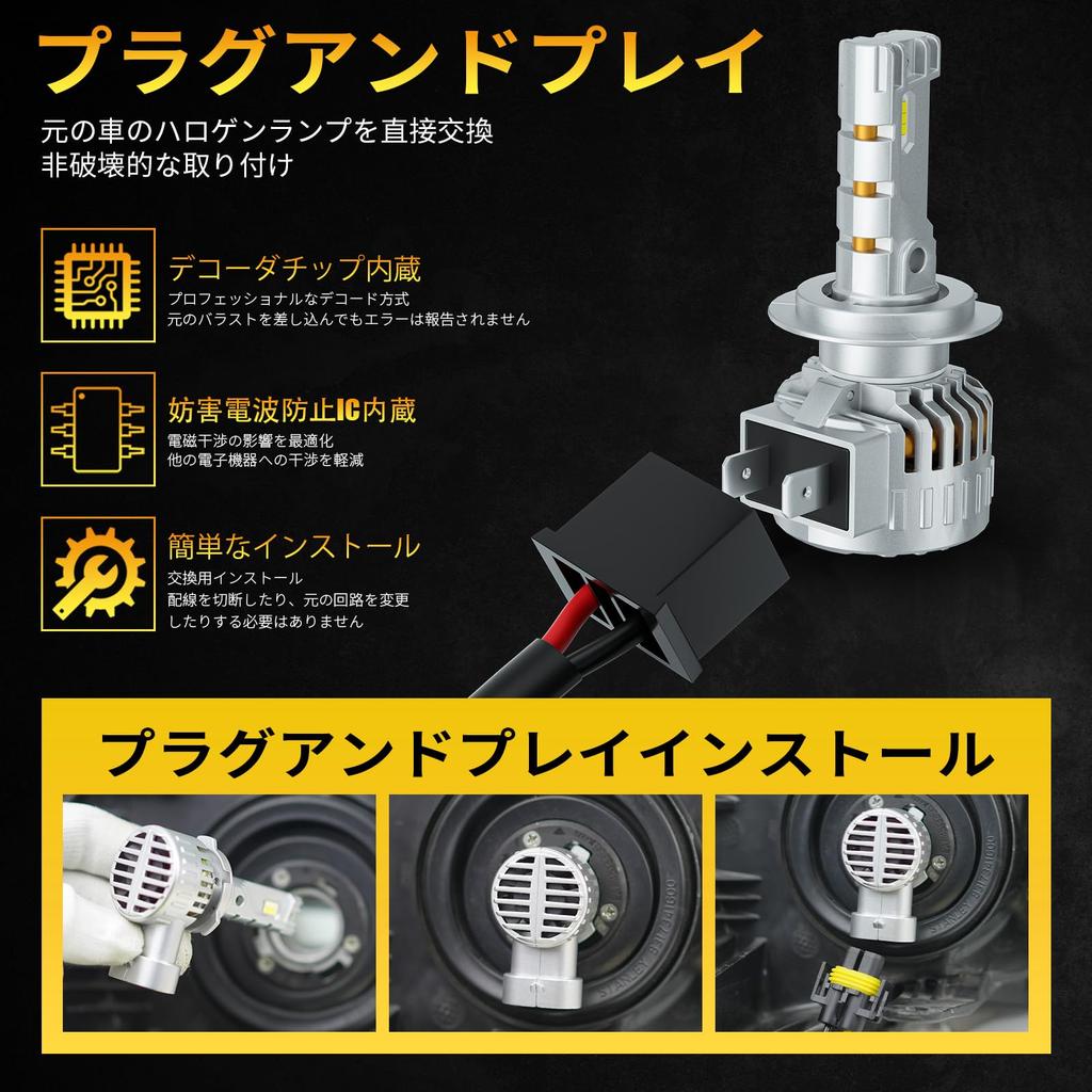 AILEO H7 LED Headlight, Car Bulb, Compatible with New Vehicle Inspection, Explosive Light, 24,000