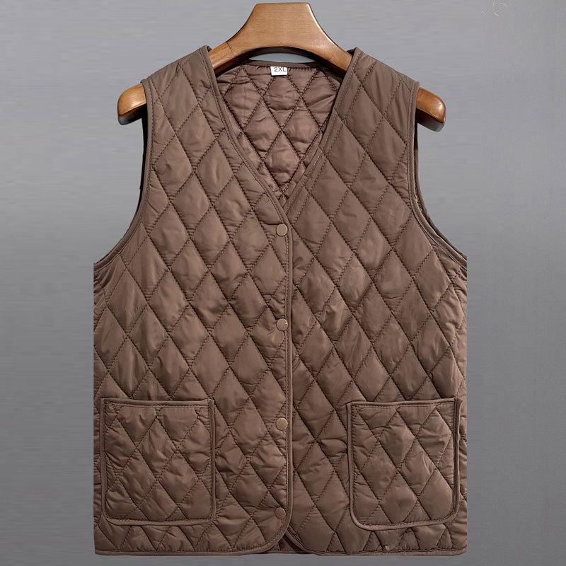

New light cotton vest women s autumn and winter collarless liner short women s vest large size vest crew neck jacket 2XL [recommended 80--55kg]