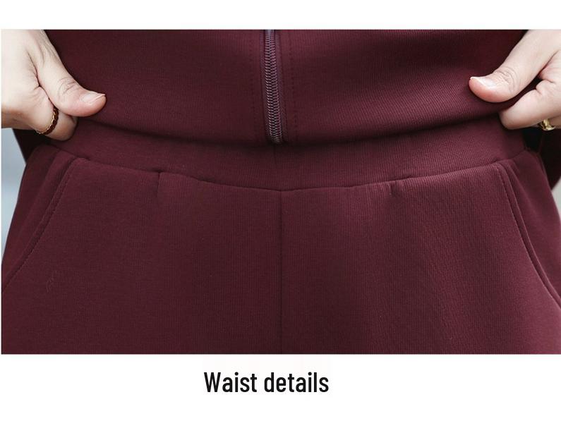 2026 Stylish Casual Sportswear Set for Middle-Aged & Elderly Women: Spring, Autumn & Winter Two-Piece Hoodie Ensemble