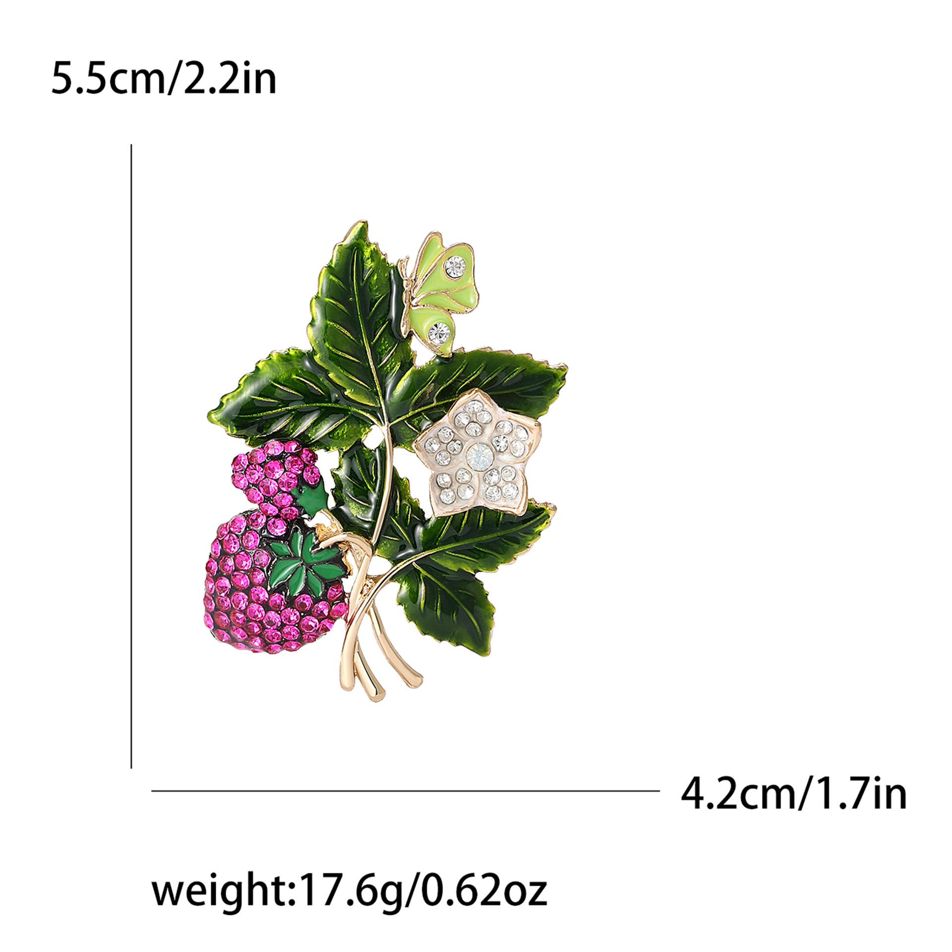 

Летняя свежая брошь в виде бабочки из сплава со стразами в виде клубники, милая изысканная женская одежда, украшение для корсажа, булавка в виде фруктов