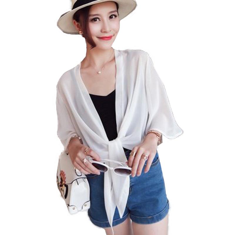 Chiffon Small Shawl Jacket Women's Summer Short Vest Ultra-thin Versatile Cardigan Beach Sunscreen UV Protection