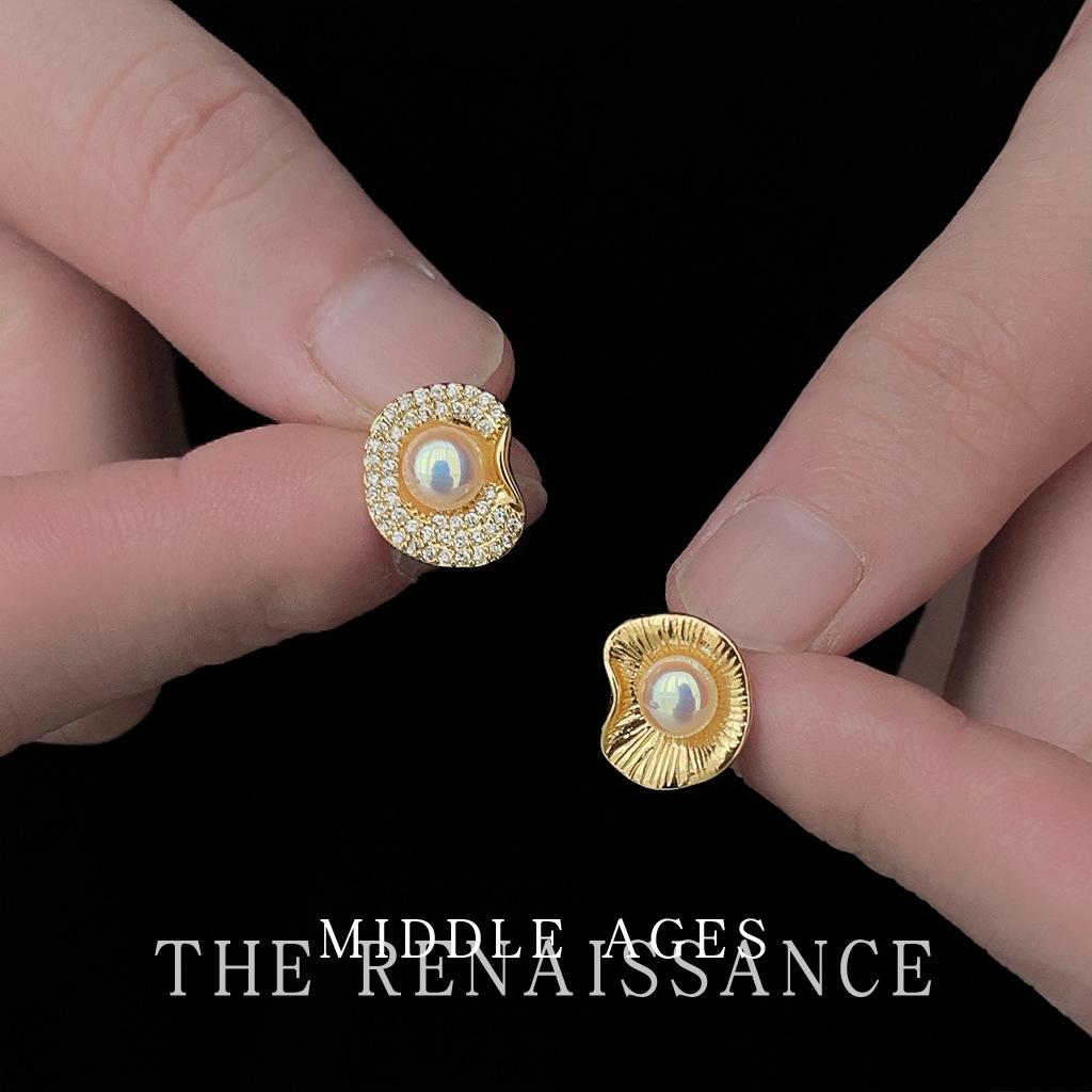 Zircon pearl stud earrings ab asymmetric earrings and ear jewelry