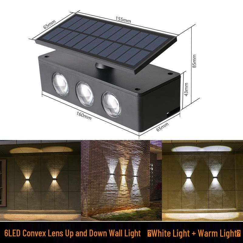 Super Bright Solar Dual-Directional Wall Washer Light - Waterproof Outdoor Villa Courtyard Decorative Spotlight