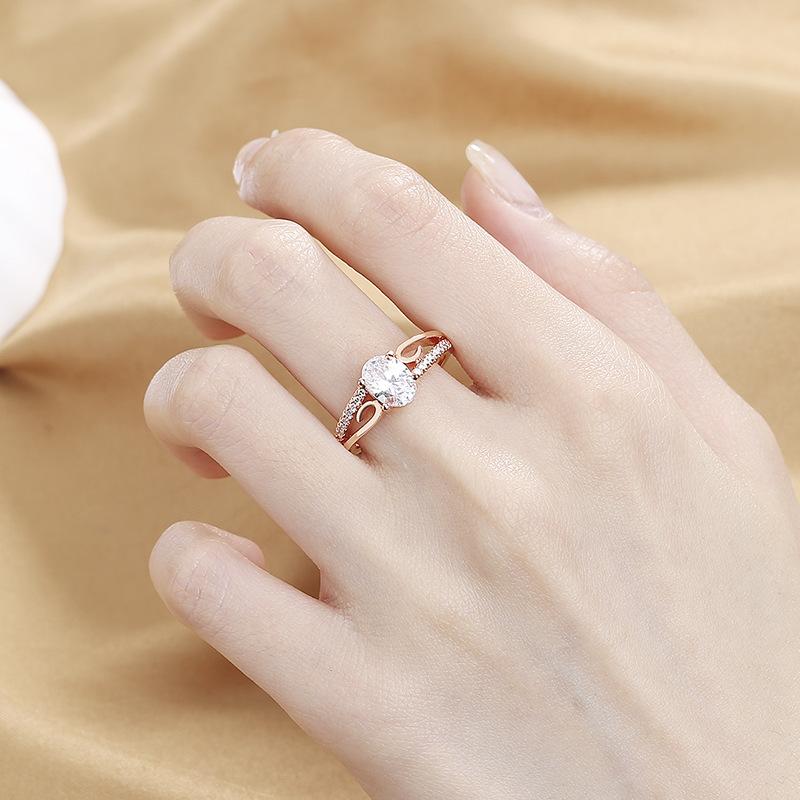 Lindon Classic Copper Alloy Zircon Ring Ladies Jewelry Wedding Promise Party Gift