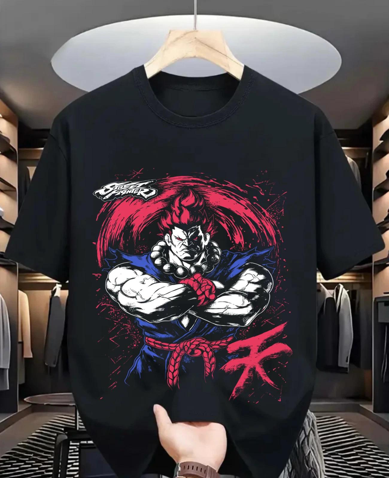 Футболка Акума Гоки Каратэ Street Fighter Видеоигры Боевая футболка Графическая футболка L