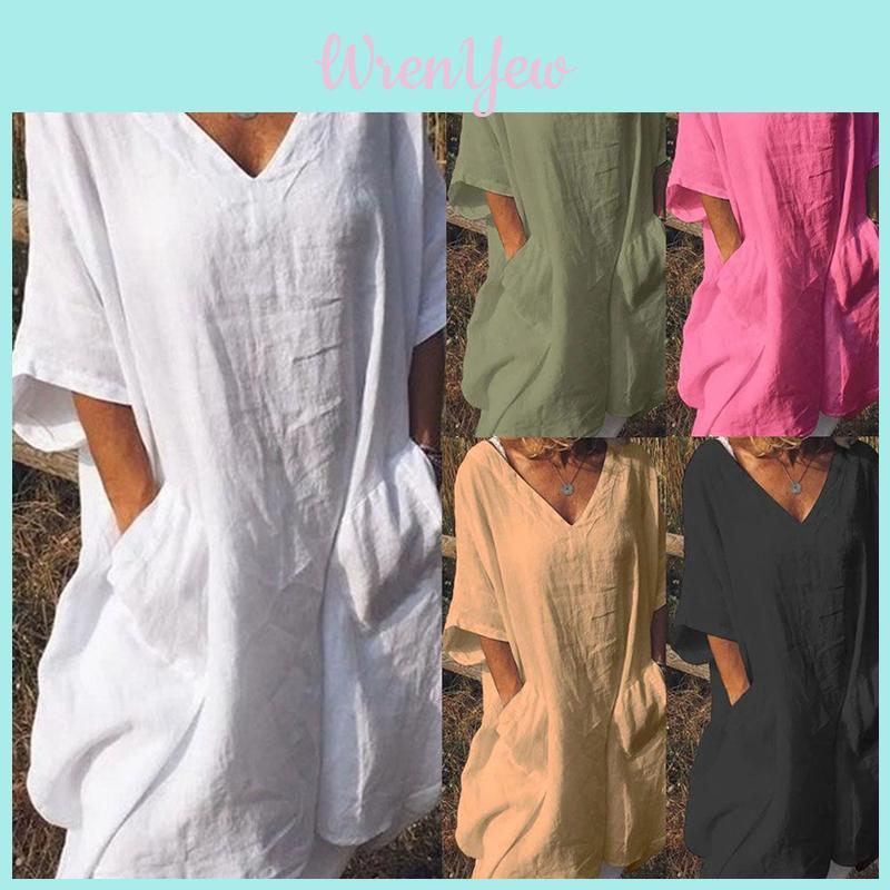 Stylish Women Long Tops Mini Dress Featuring Casual Half Sleeve Boho Design In Plus Sizes