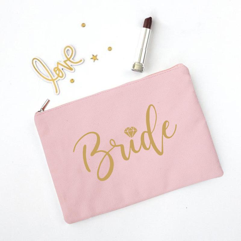 Team Bride Makeup Bag Bachelorette Party Cosmetic Bags Bridesmaid Toiletries Organizer Female Storage Make Up Case Wedding Gifts