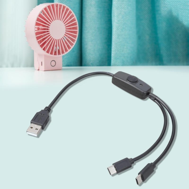 Multi USB C Cable 2 In 1 Multiple Type C Charging Cable Double Splitter with Switches USB A To Double USB C Port