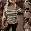 Women S Striped Round Neck Loose Fit Long Sleeve T Shirt