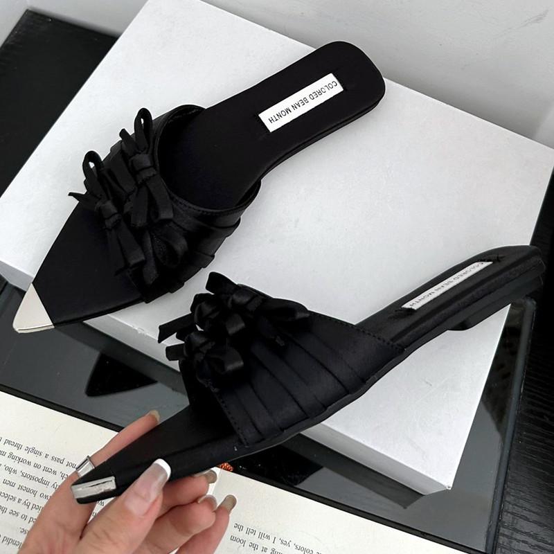 

Элегантные туфли-лодочки Женские Роскошные Сандалии Мода Острый носок Плоский каблук Дизайнерская обувь Летние Простые Удобные Обувь для отпуска Пляжная обувь 39 чёрный