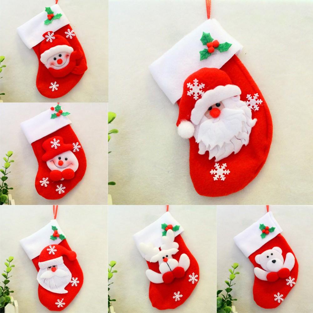 

Fashion Family Hanging Tree Decoration Santa Snowman Elk Snowflake Xmas Stocking Christmas Socks