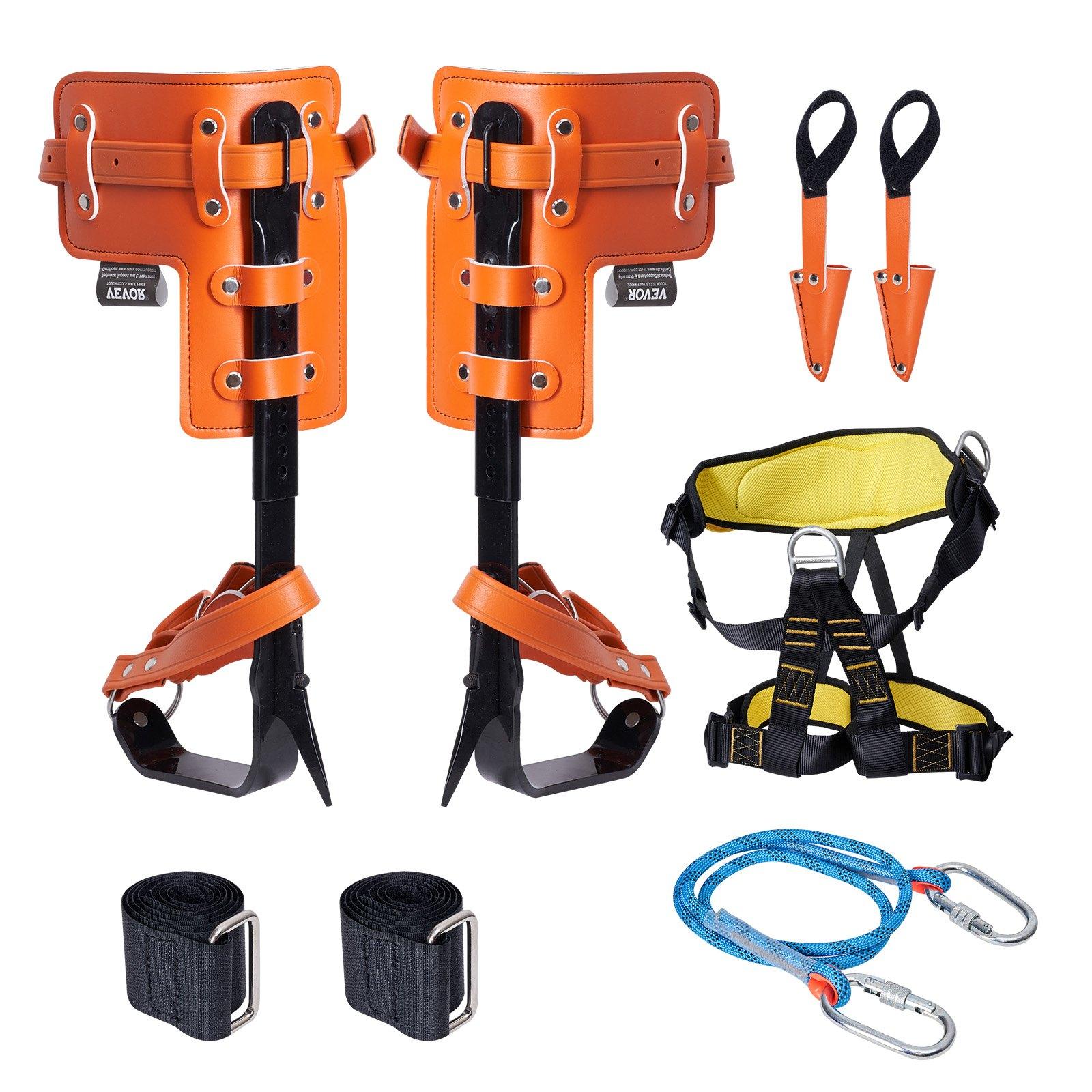 Set VEVOR Crampoane pentru Urcat în Copaci, 1 Pereche Crampoane de Alpinism din Oțel Aliat cu Frânghie de Siguranță și Ham de Siguranță, Capacitate de Încărcare 350lbs Echipament pentru Urcat în Copaci 21 x 21 x 41 cm