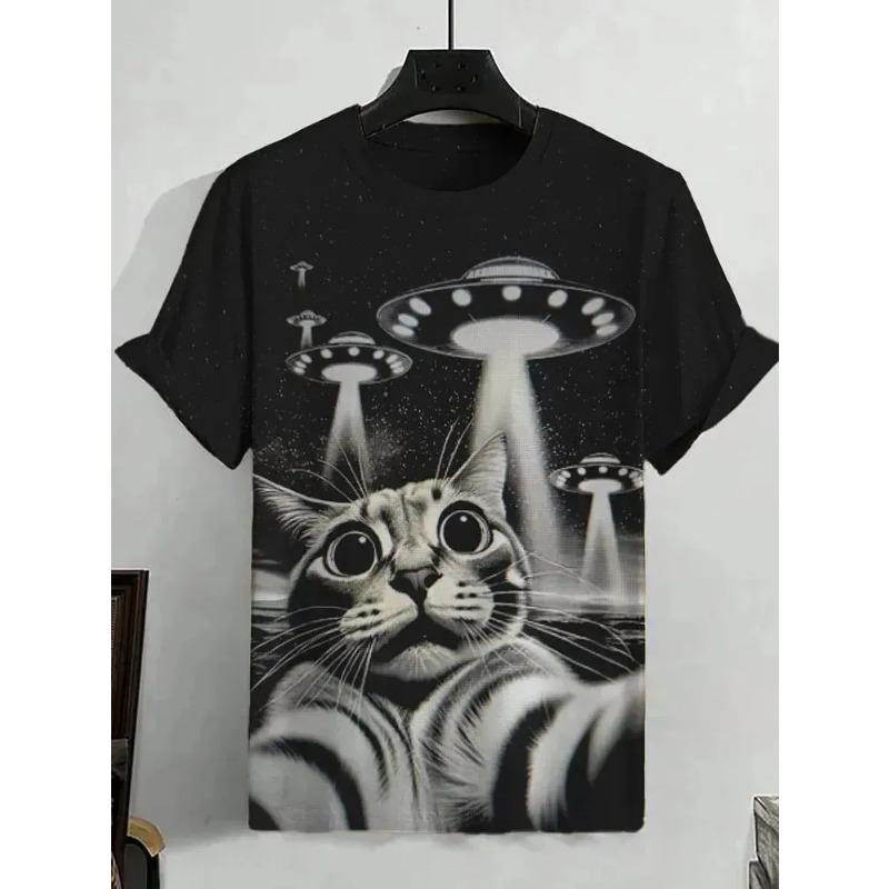 Versatile Simple Printed T-shirt Men's Casual Comfortable Round Neck Short-sleeved Fashion Top