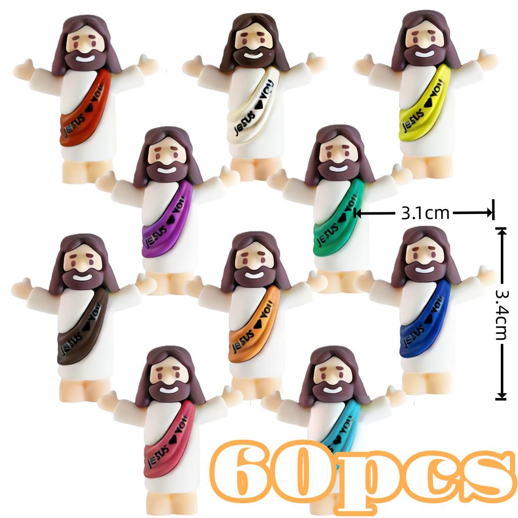 10/60pcs Mini Jesus Decorations Cartoon Statue Set for Holiday Party Scene Decor Festive Room Figurines Christmas Easter Gifts