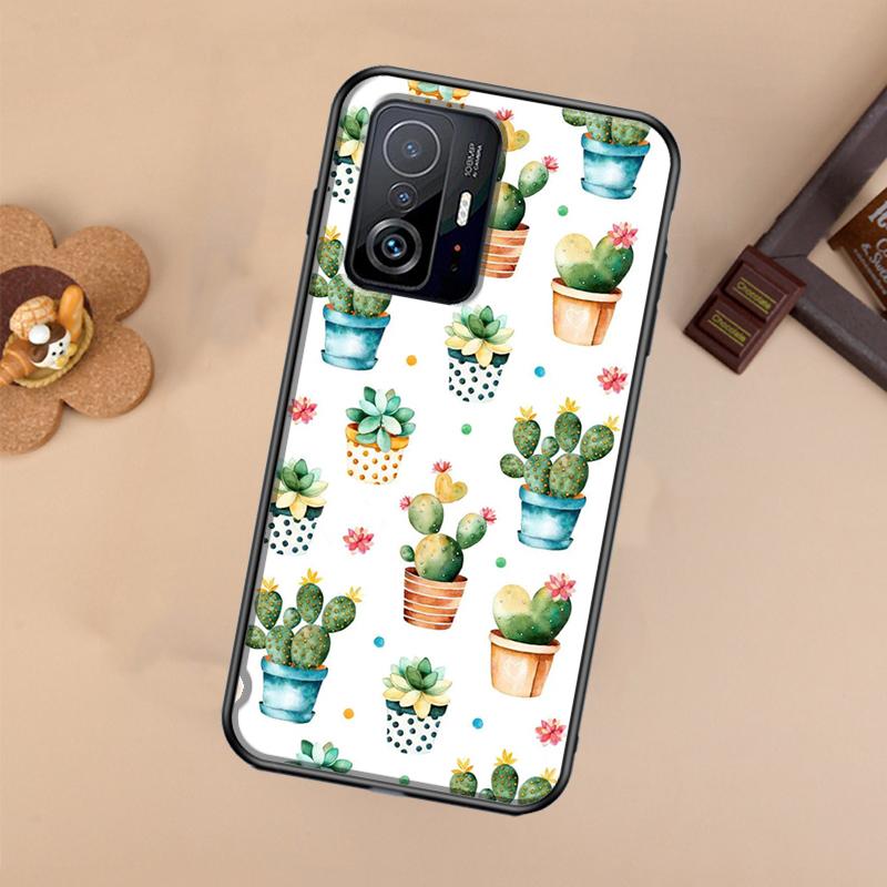 Cute Cactus Potted Plant Case For Xiaomi POCO X7 Pro X3 X5 X6 F3 F5 F6 M6 Pro 11T 12T 13T 14T Pro 13 14 Ultra Cover