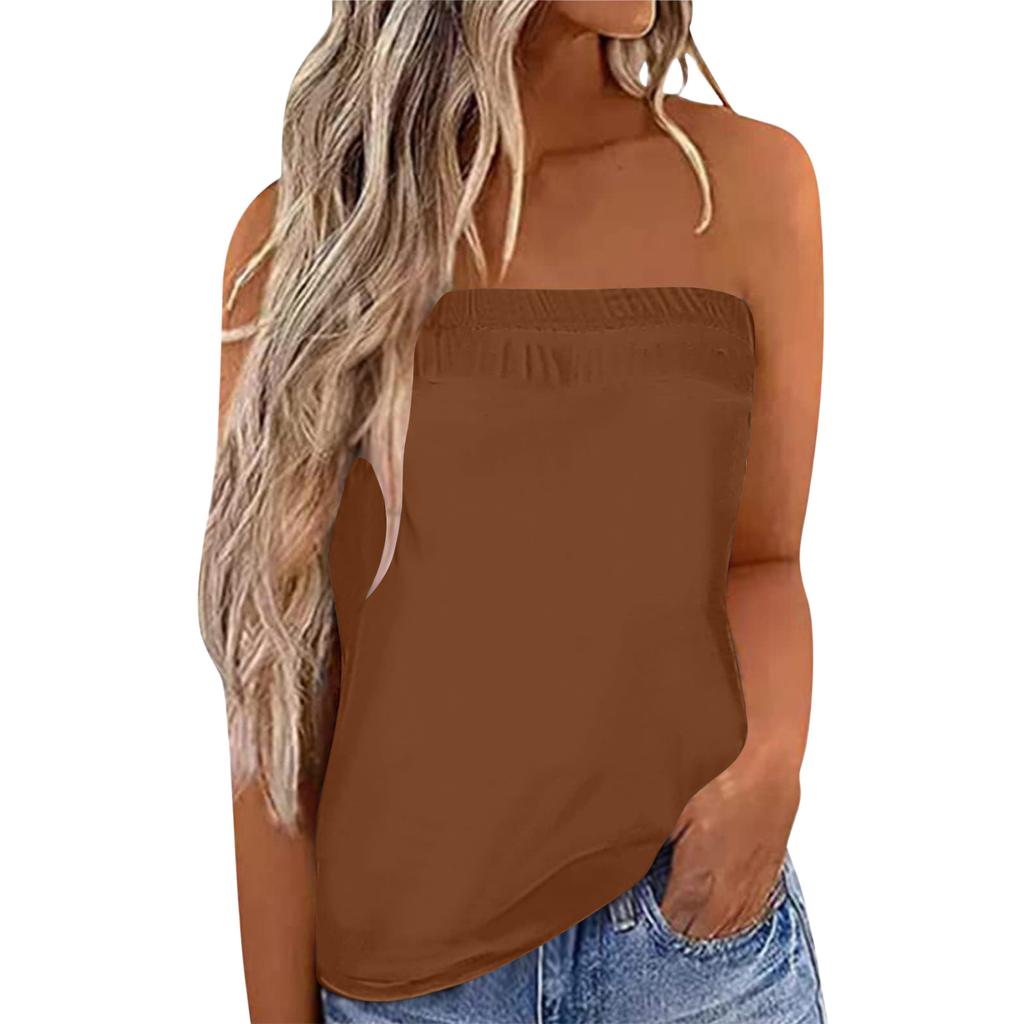 Women’s Bandeau Top Strapless Top Tube Top Boobtube Tops Women Backless Top Crop Top Y2K Clothes for Summer Going Out Tops for Women UK
