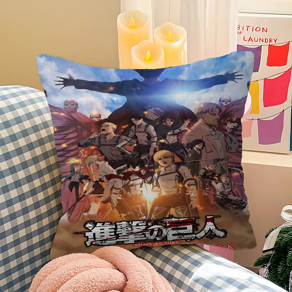Anime A-Attack On T-Titan Cushion Cover Car Throw Pillow Case For Sofa Car Christmas Gift 40x40cm 45x45cm