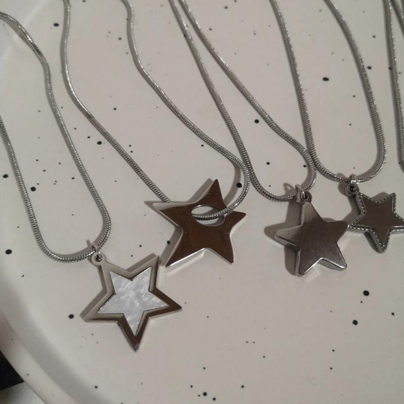 Pendant Necklace Y2k Neck Jewelry Star Pendant Choker Chain Choker Chain Necklaces Alloy Material Birthday Gift for Girl
