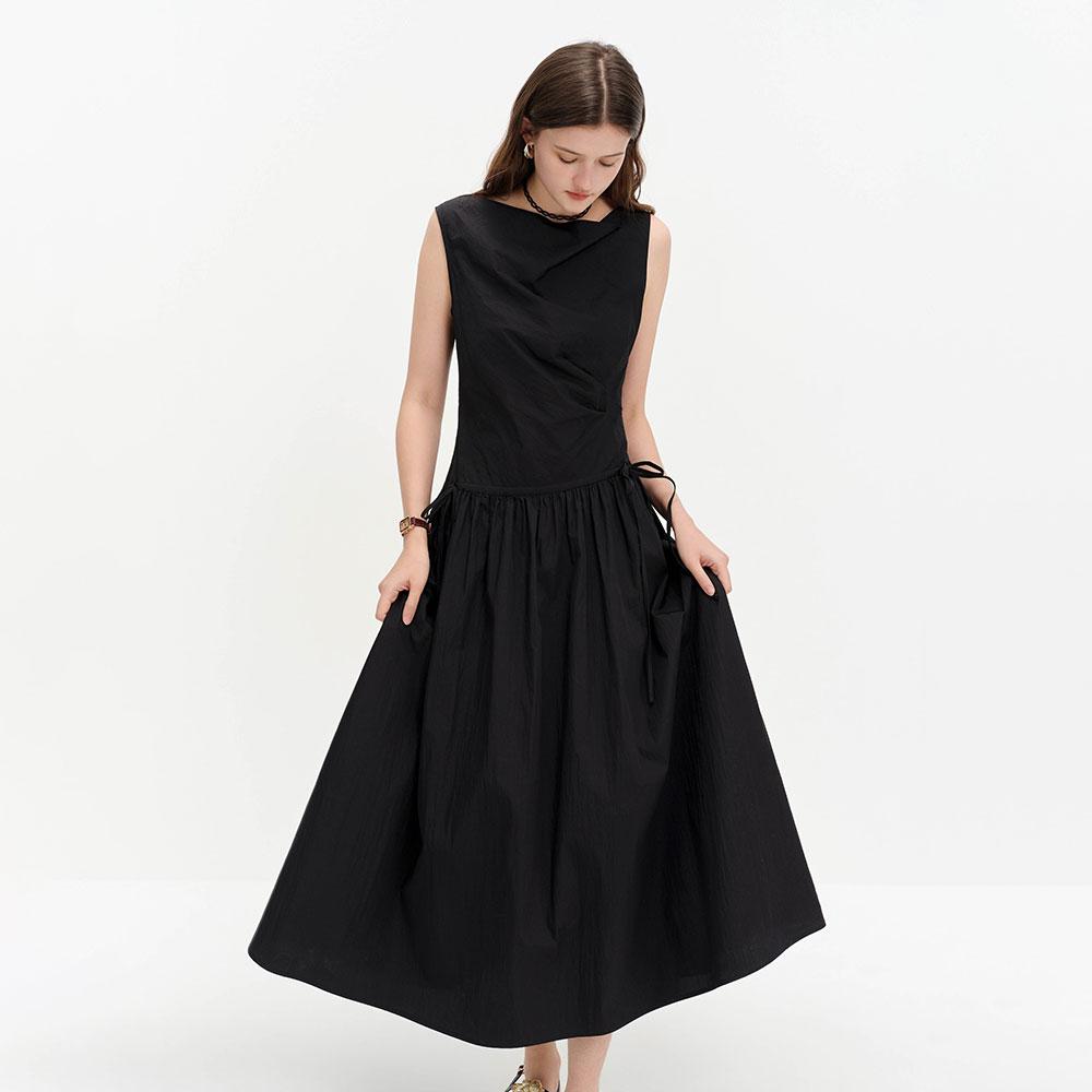 Wednesday Delight Wd_Drape Waist Sleeveless Long Dress_2Color
