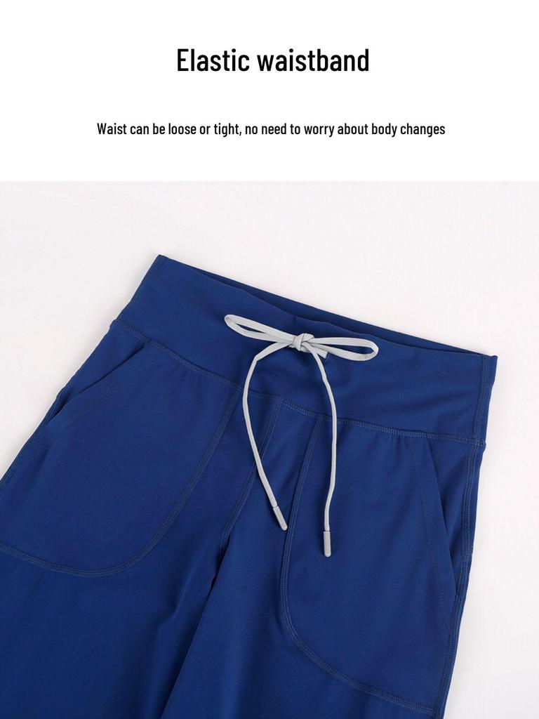 Vintage Yoga Suit: Casual High-Waisted Wide-Leg Drawstring Pants for Fitness