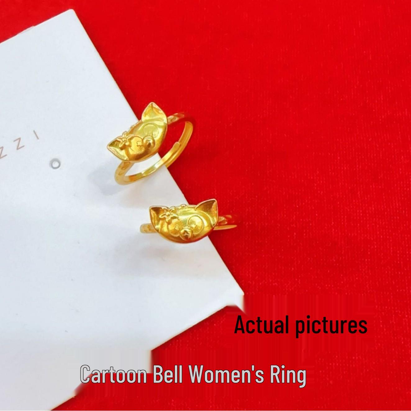 Открытое кольцо Золотая Лиса с колокольчиком: Женский подарок: бижутерия под золото