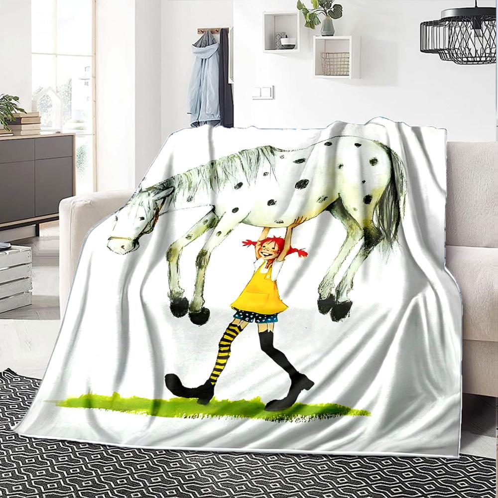 Girl Horse Flannel Blanket Super Soft Warm Cozy Blanket For Sofa Bed Office Travel Allseason Home Decor Gift