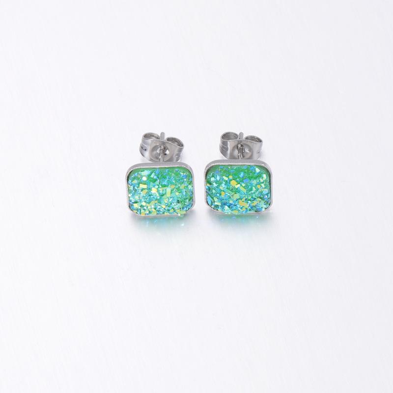 Women’s Crystal Cluster Rhinestone Stud Earrings - Square Concave-Convex Design, Star Style