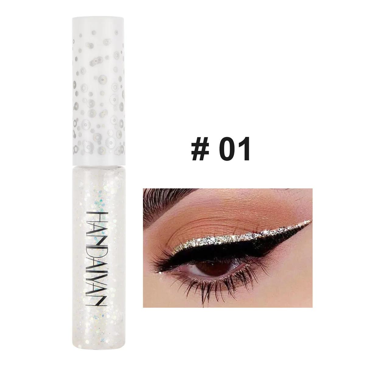 

6 Color Liquid Glitter Eyeliner Pearl Shimmer Fashion Sequin Gel Waterproof Lasting Quick Dry Blue Silver Eyeliner Party Makeup