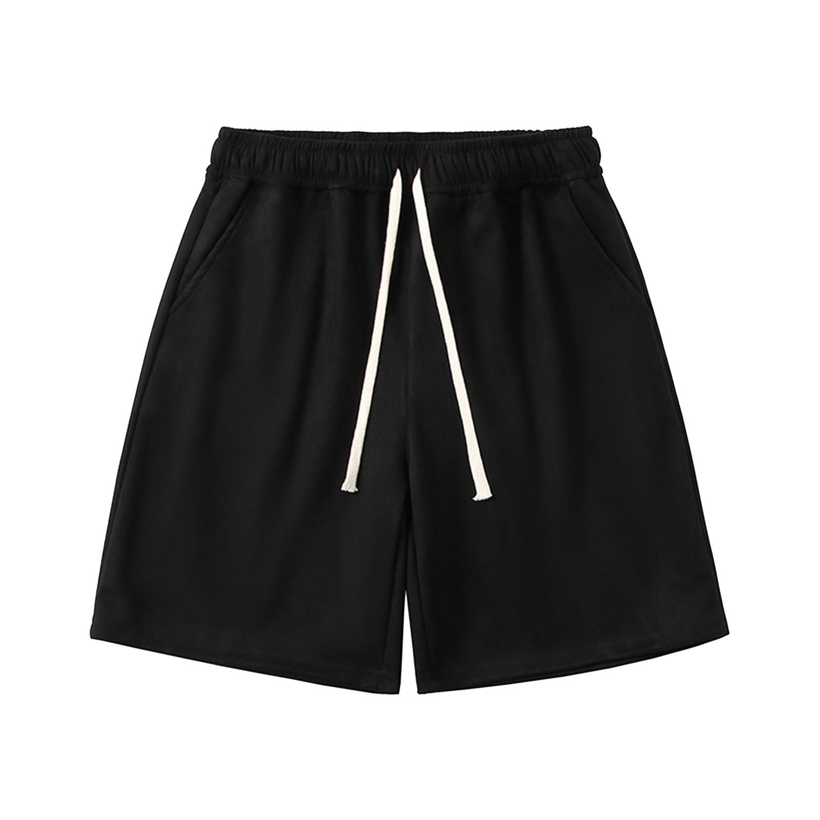 

Мужские замшевые гладкие шорты, повседневные прямые пляжные брюки M чёрный