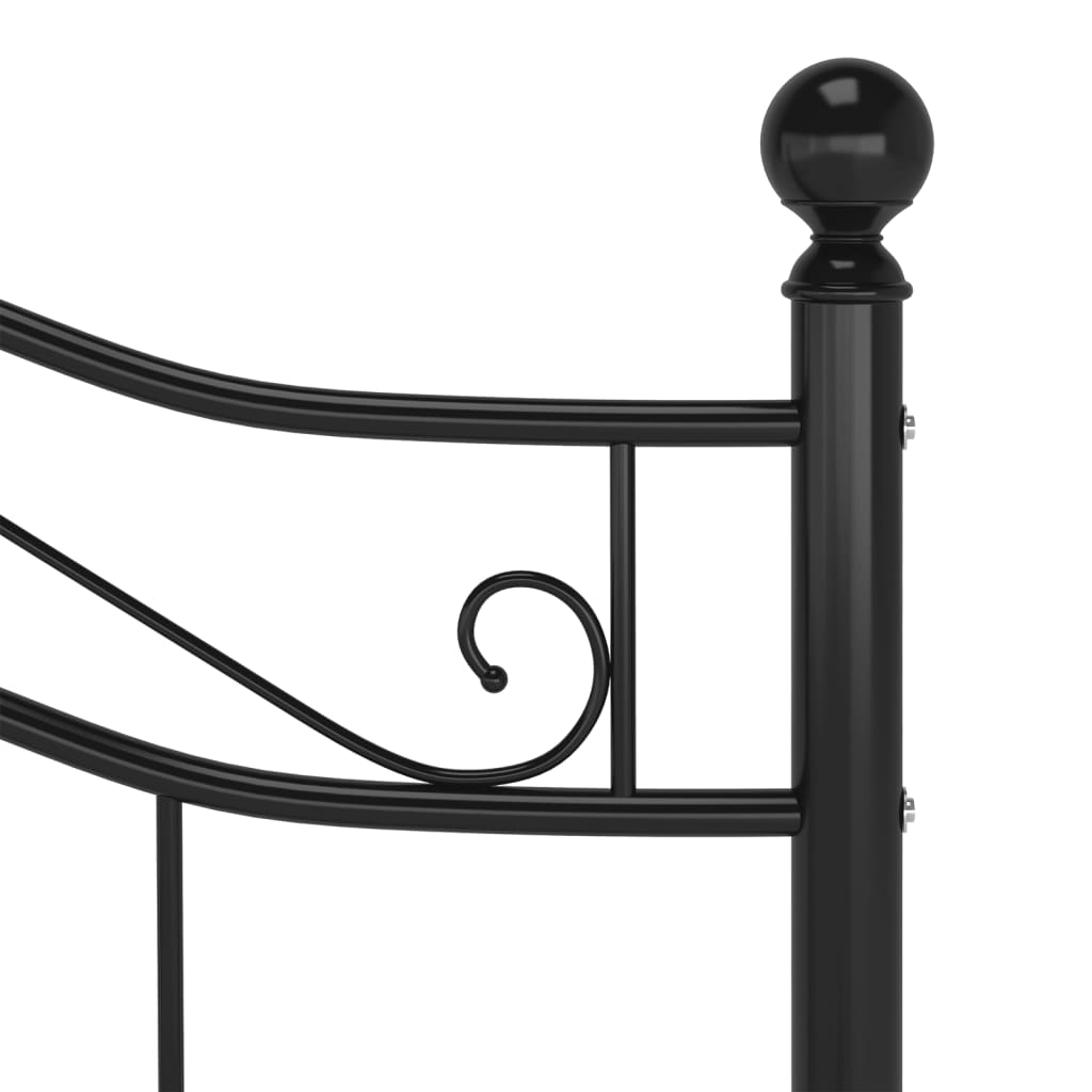 Vidaxl Bed Frame, Black, Metal, 120 X 200 Cm