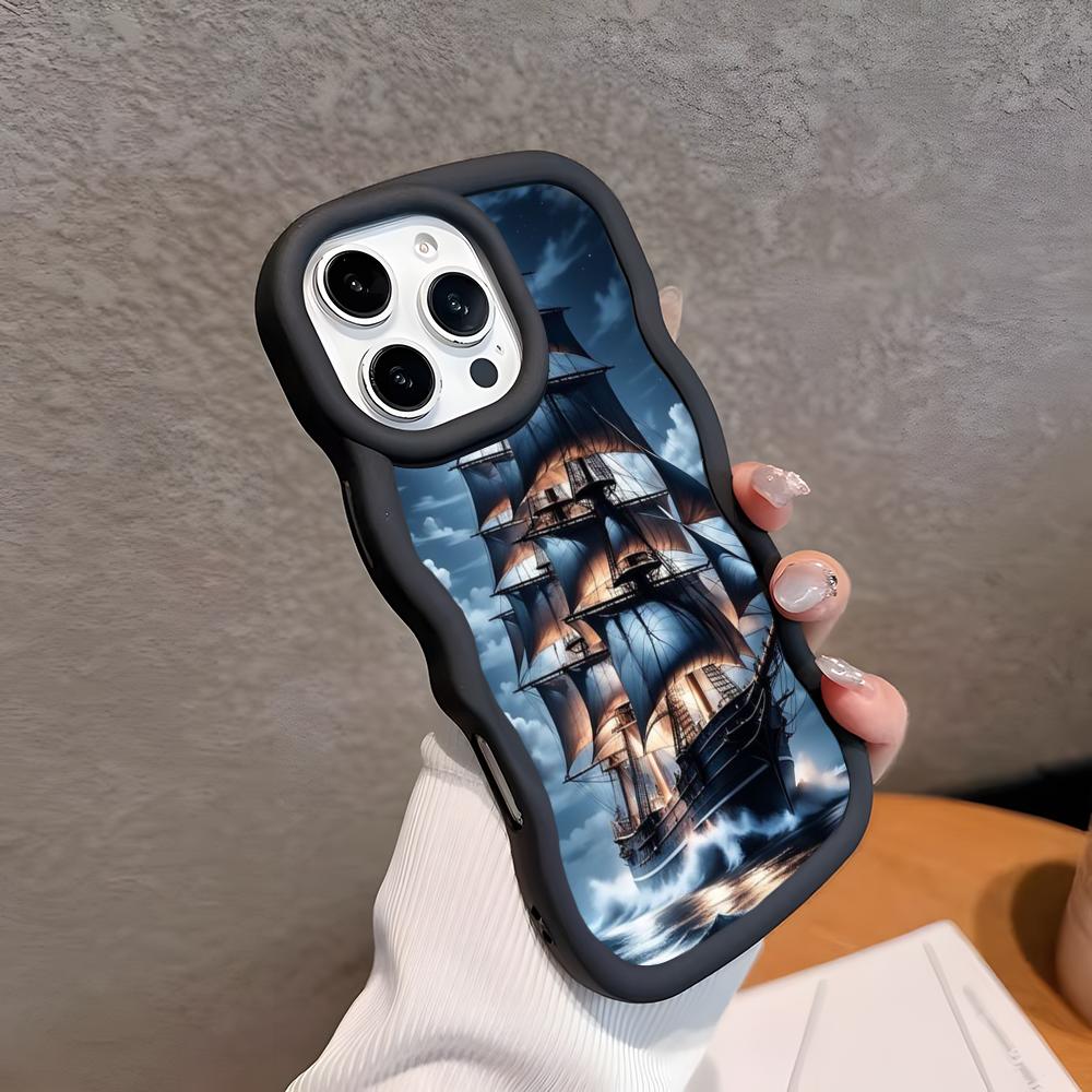 Pirate Corsair Mobile Phone Case for iPhone 17 16 15 14 13 12 11 Air Pro Max Plus Wavy Edge TPU Colorful Cover Cover Pretty