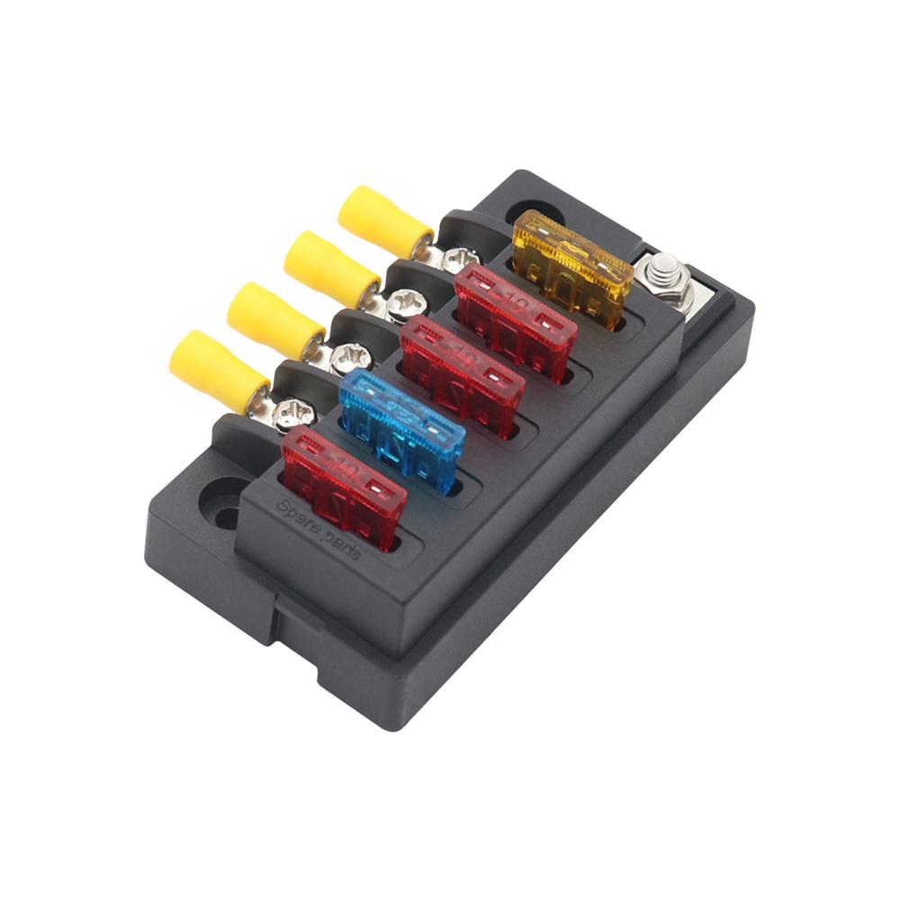 32V 4-Way Compact Fuse Box with Single Input and 4 Output For Car Marine Boat RV