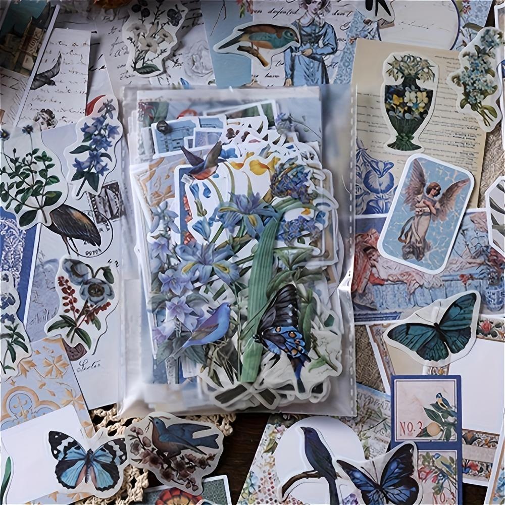 200pcs Vintage Floral & Butterfly Stickers Set Mixed Color, Scrapbooking Embellishments for DIY Crafts, Journaling, Collage Albums
