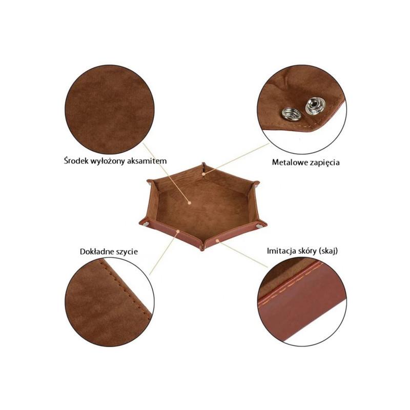 Aksamitno skórzany dice tray tacka na kości rpg magnata 22x16 cm