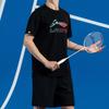 Li Ning Sportlich Lässig Einfarbig Buchstaben Rundhals Pullover Bequem Atmungsaktiv Badminton Shirt Unisex Oberteile Schwarz AHSV055-1