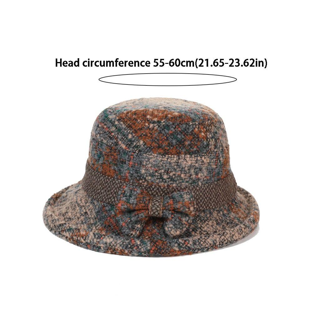 Tweed Fisherman Hat Thickened Warm Bowler Hat Elegant Bucket Hat  For Ladies