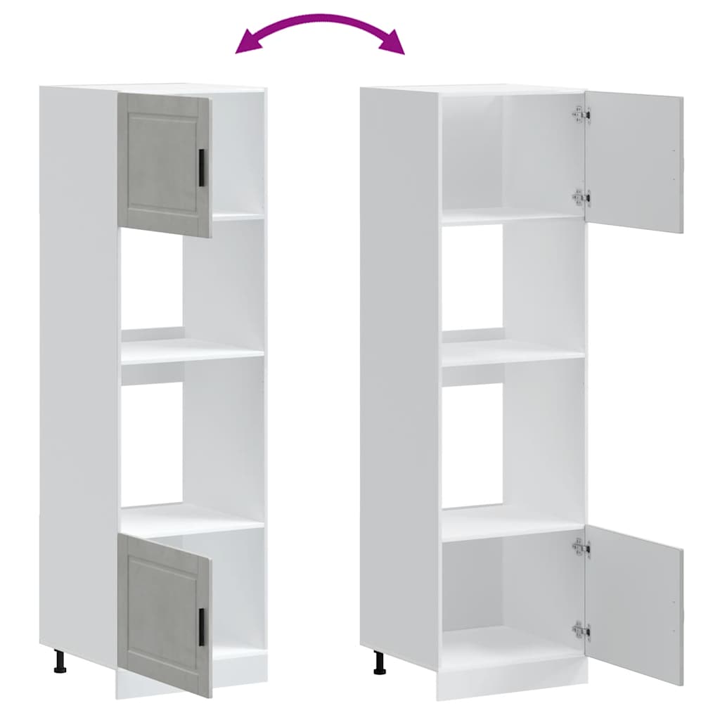 Oven Built In Cabinets 2 Pcs Porto Series Concrete Grey Particleboard