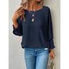 Women S Casual Solid Color Round Neck 9 10 Sleeve Pullover T Shirt