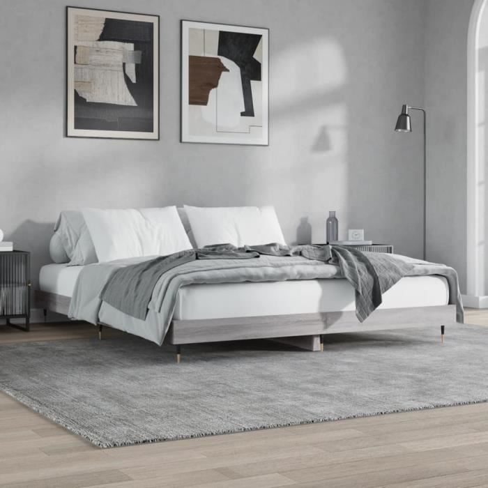 VidaXL Cadre de lit sonoma gris 120x200 cm bois d'ingénierie 832155