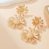 Retro Sunflower Metallic Statement Stud Earrings for Women - Large Size, European & American Style