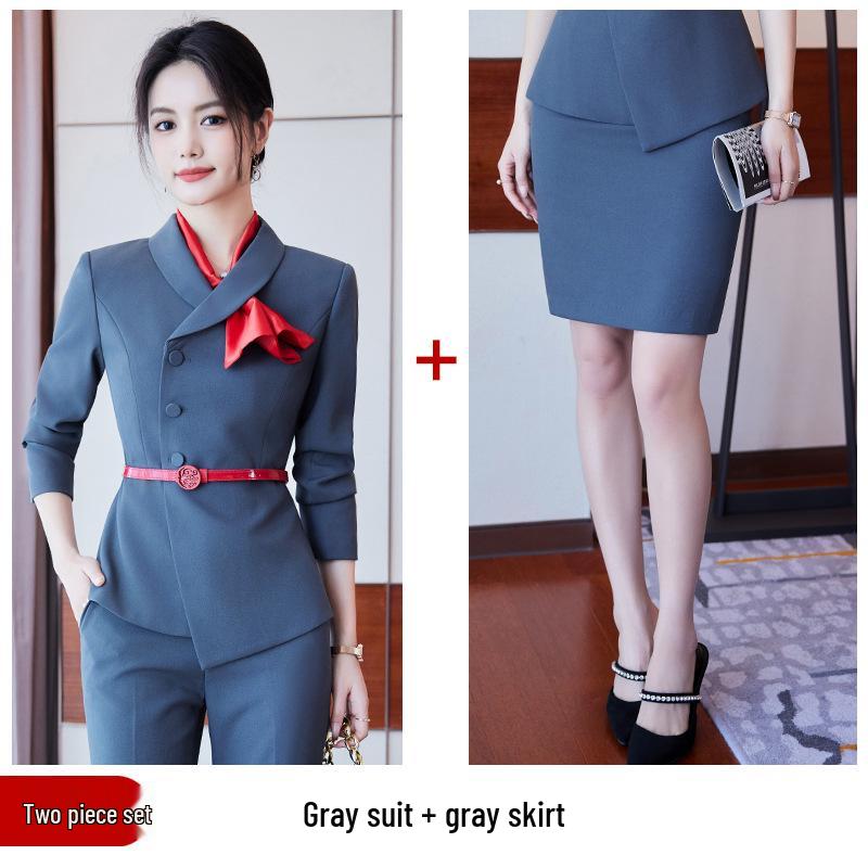 High-End Women's Professional Business Suit Set for Hotel Management, Housekeeping, Receptionist, and Salon Workwear