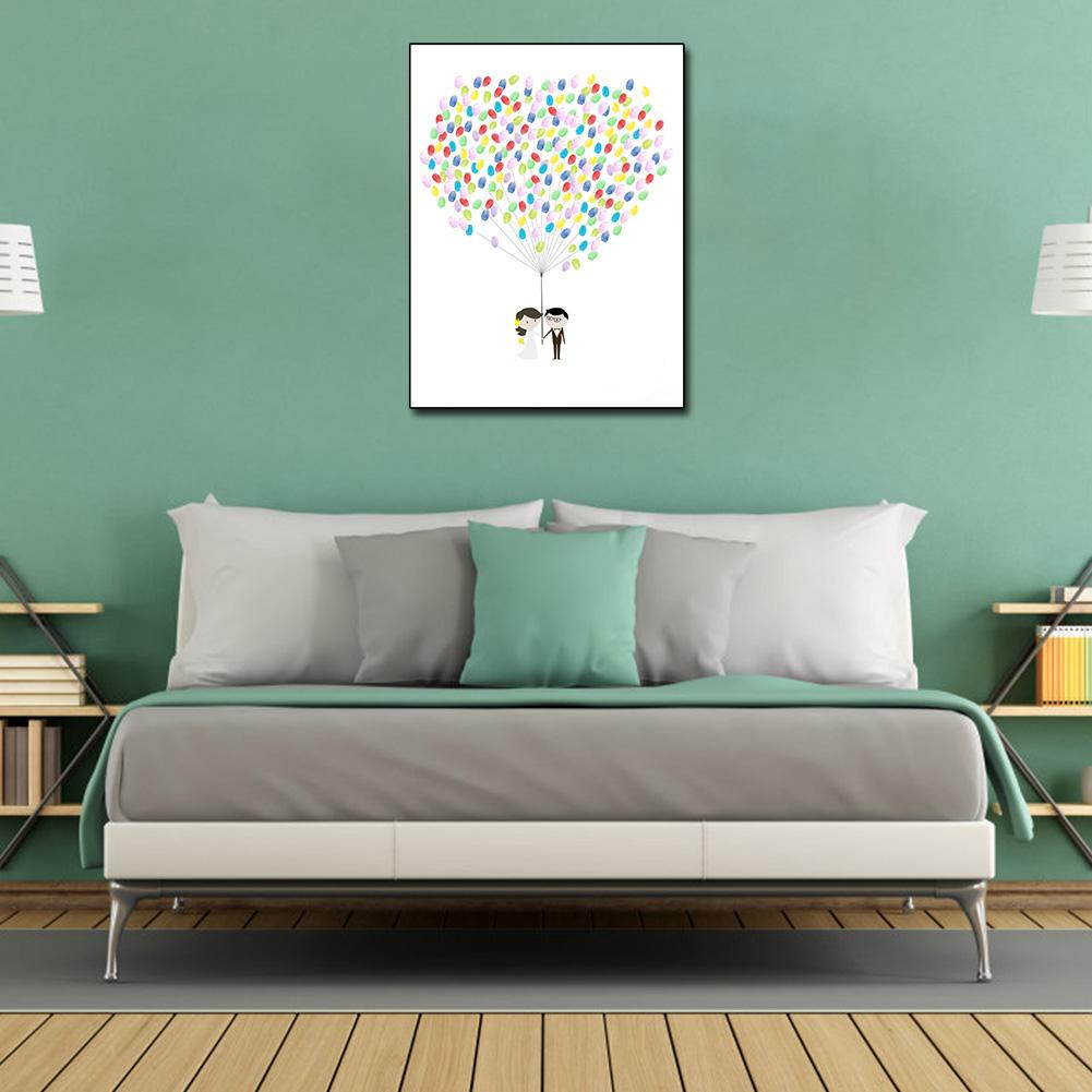 Parmak Baskısı Resim Gelin Damat Düğün Deseni Kendin Yap İmza Resim Dekorasyon İçin