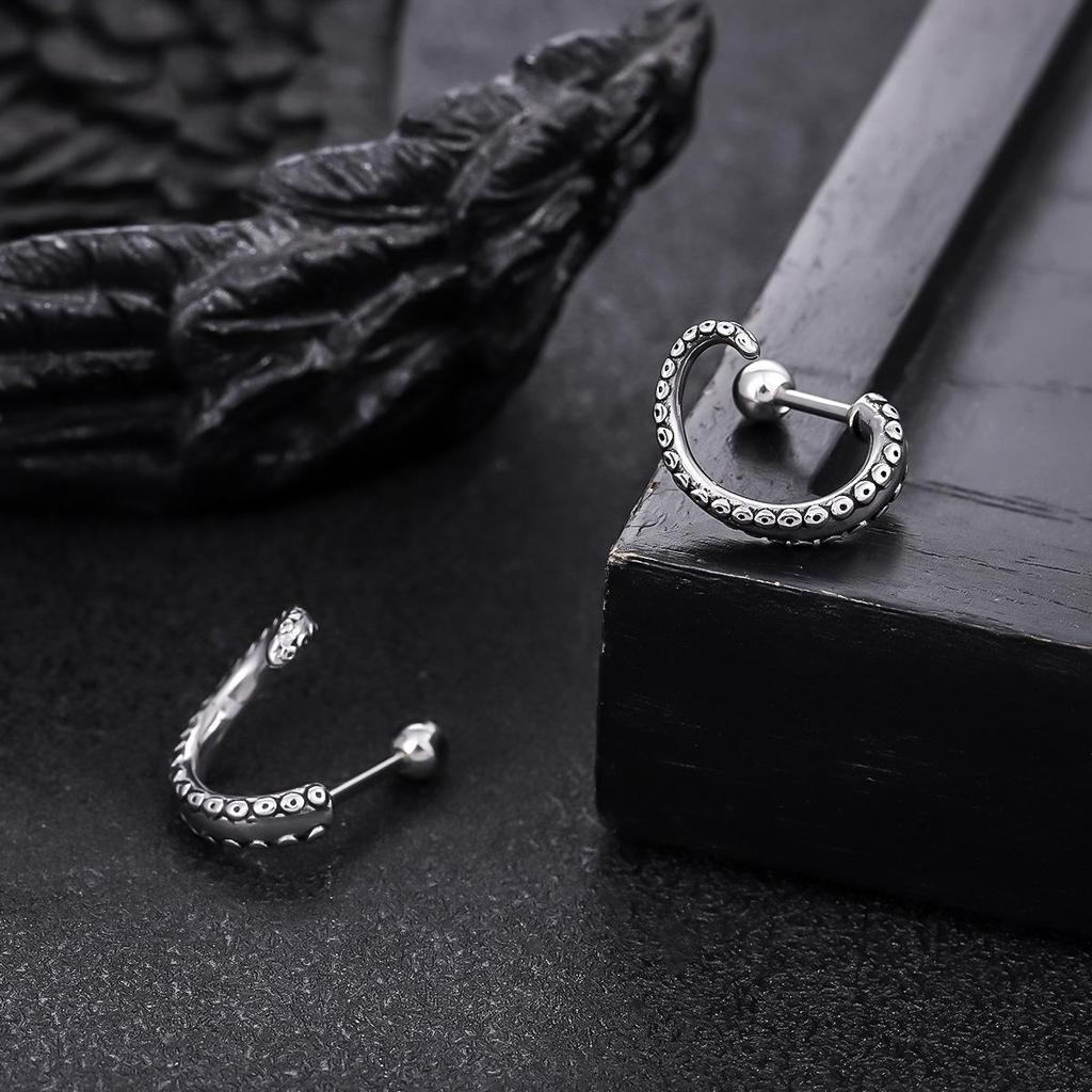 Bold Titanium Steel Non-Fading Antenna Ear Studs - Trendy Hip Hop Earrings for Men & Women, High-End Light Luxury Accessories