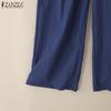 ZANZEA Damen Casual Elastischer Bund Kordelzug Lockere Hose