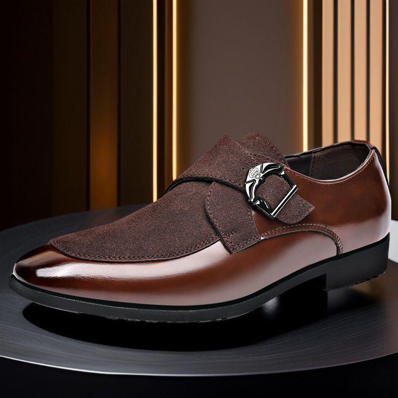 

Мужские замшевые туфли в стиле ретро с острым носком из кожи - Универсальный деловой повседневный стиль, доступны большие размеры 42