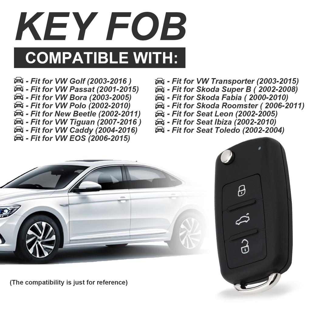 3 Buttons 434MHz 5K0837202AD Car Key Fob Keyless Entry Remote Replacement Fit for VolksWagen with ID48 Chip,Remote Key FobGood Product