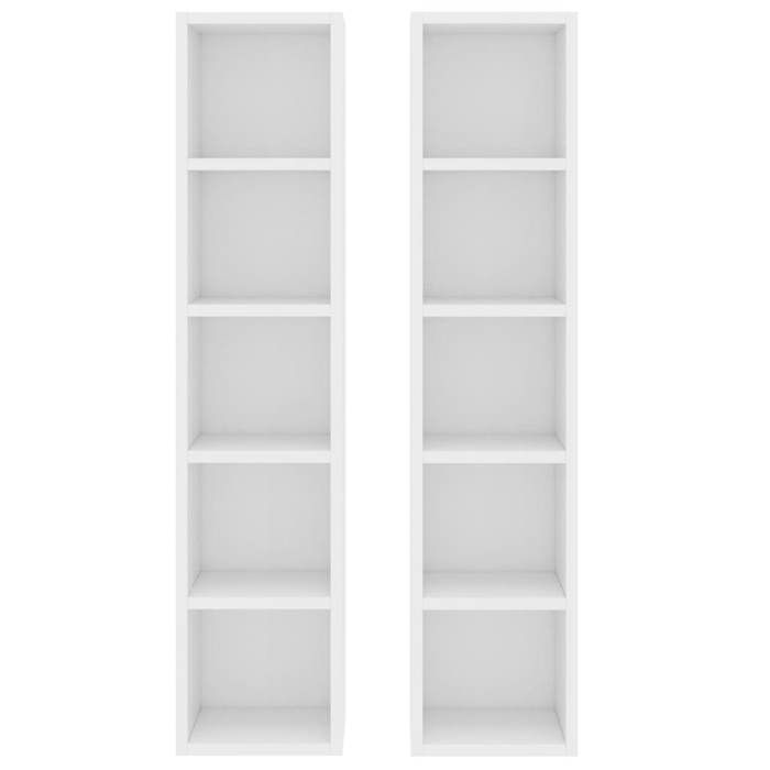 CLOUD Armoires à CD Armoire de rangement - bibliothèque 2 pcs Blanc 21x16x93,5 cm Bois d'ingénierie CHYNEW4292553