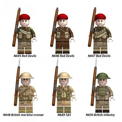 N645-650 Guerra Militare Soldati di Fanteria Britannica Action Figure Armatura Elmetto Armi Accessori Blocchi da Costruzione Giocattoli per Bambini