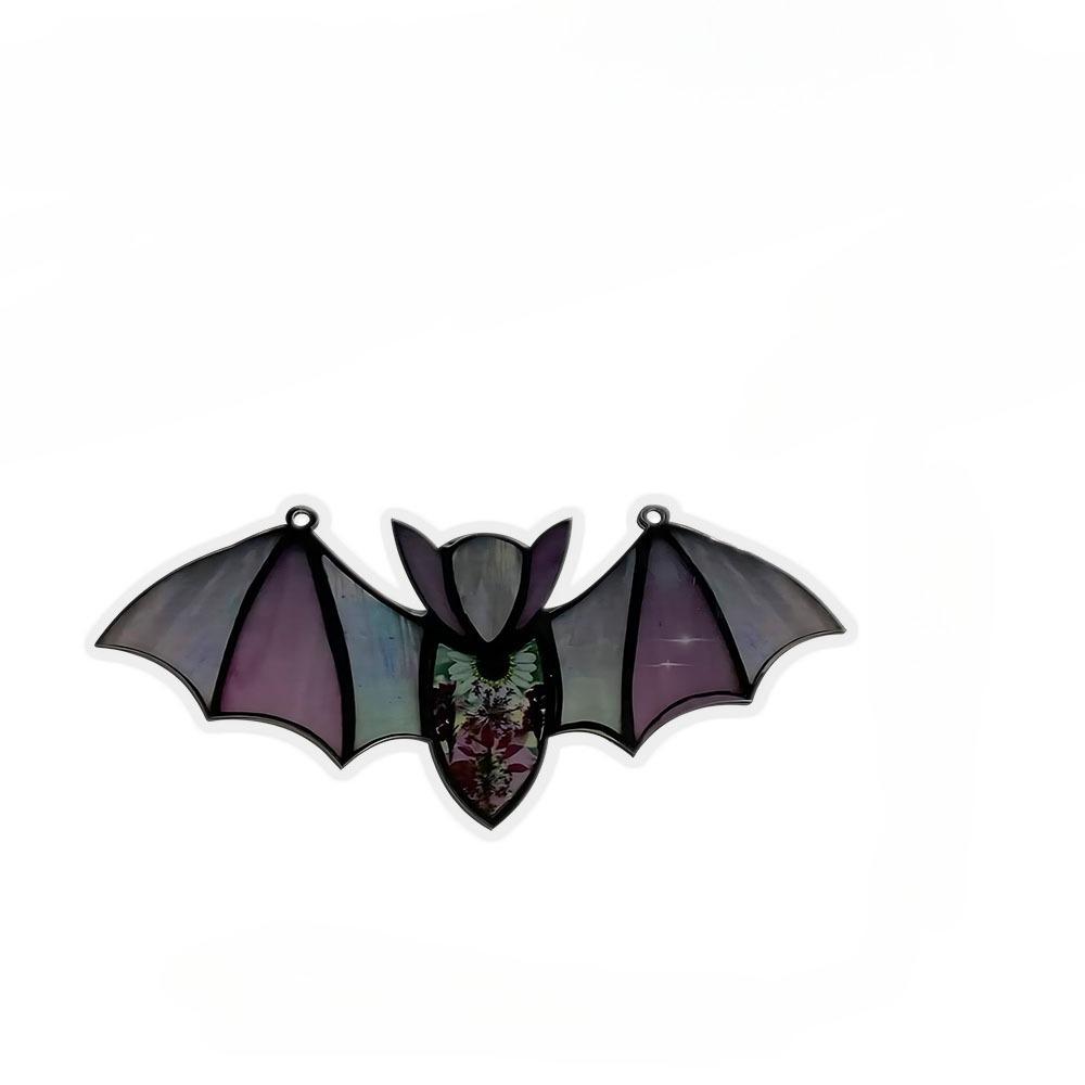 1pcs Halloween Decor Acrylic Stained Bat Suncatcher Hanging Ornament Goth Car Accessories Bat Car Hanging Accessories, Acrylic Sign